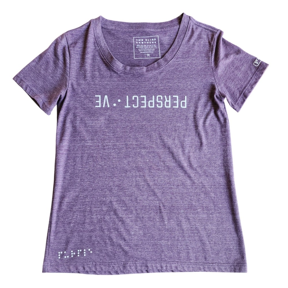 Two Blind‎ Brothers Womens T-Shirt Purple Perspective Braille Detail Medium M